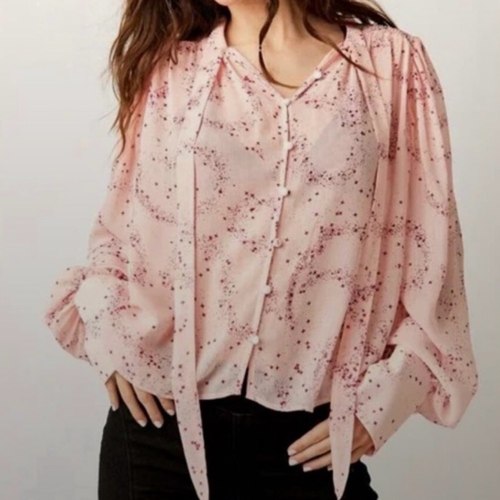 Free People Pink Stars Align Top.   Size Small. Oversized